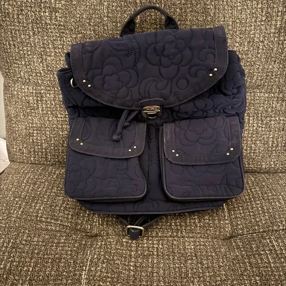 Vera Bradley Elegant Navy Quilted Backpack - Picture 1 of 8